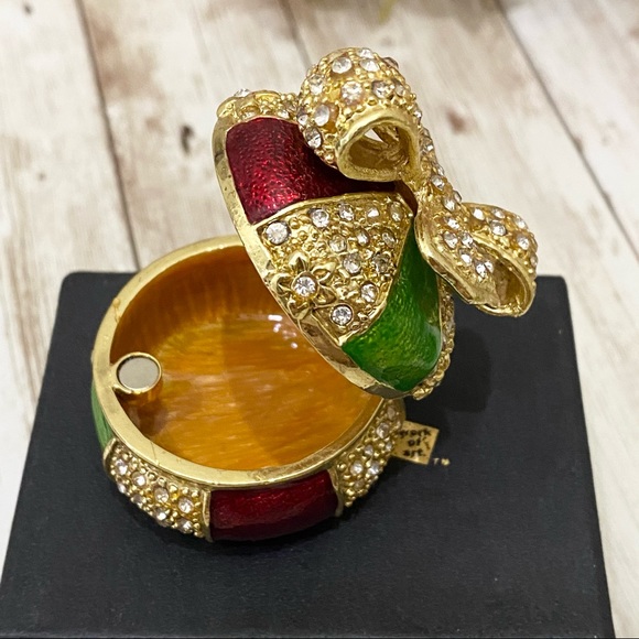 Cotillion Curio Jeweled Enamel Metal Trinket Box - Picture 4 of 13